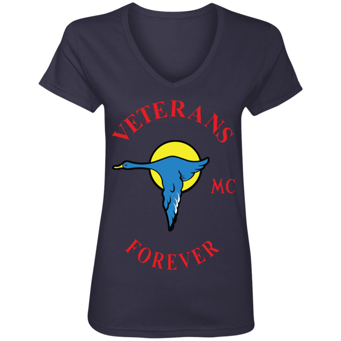 Veterans Forever goose logo with black 4500x5400 88VL Ladies' V-Neck T-Shirt