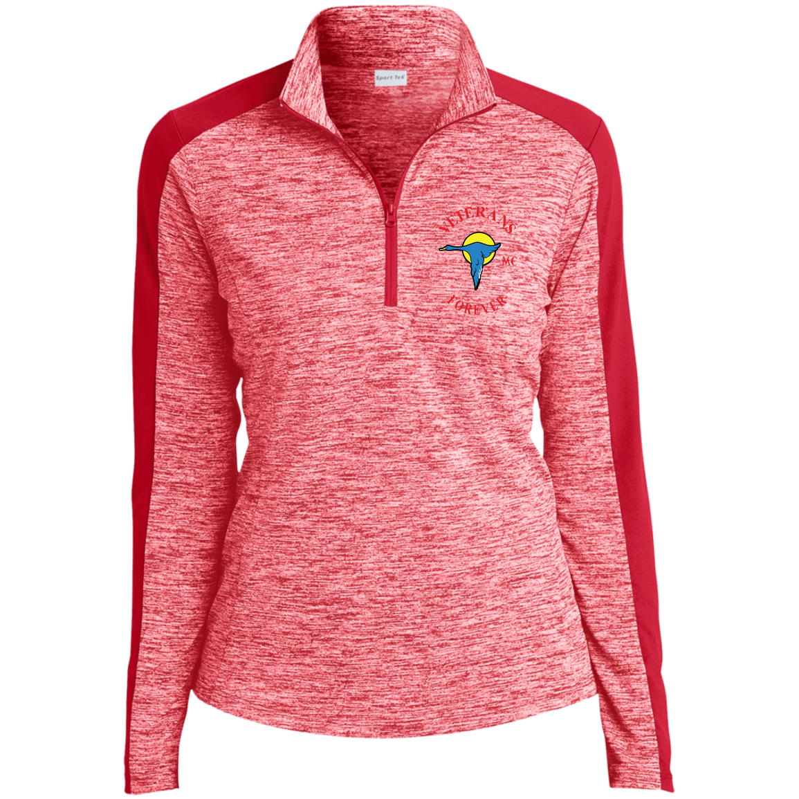 Veterans Forever goose logo with black 4500x5400 LST397 Ladies' Electric Heather Colorblock 1/4-Zip Pullover